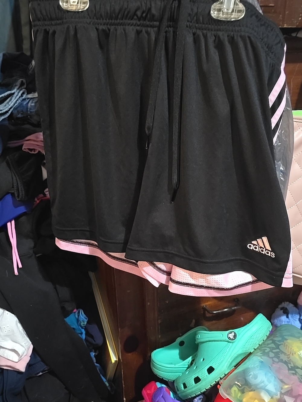 !!.  Womens XL Black Shorts with Light Pink Accents